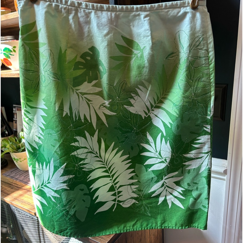 Liz Claiborne Crazy Horse Boho Sequined Green and White Women's Skirt 12